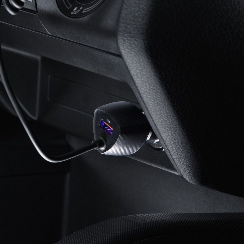 Tok Nabíjačka auta Car Charger Forcell F-Energy Carbon USB A Qc3.0 Pd 3A 38W With Cable USB C Cc50-1Ac Black