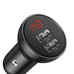 Baseus CCBX-0G nabíjačka do auta s displejam 24W 2x USB Grey