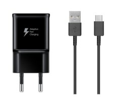 EP-TA200EBE + EP-DG970BBE Samsung 15W cestovná nabíjačka + USB-C dátový kábel Black (Service Pack - originálny diel)