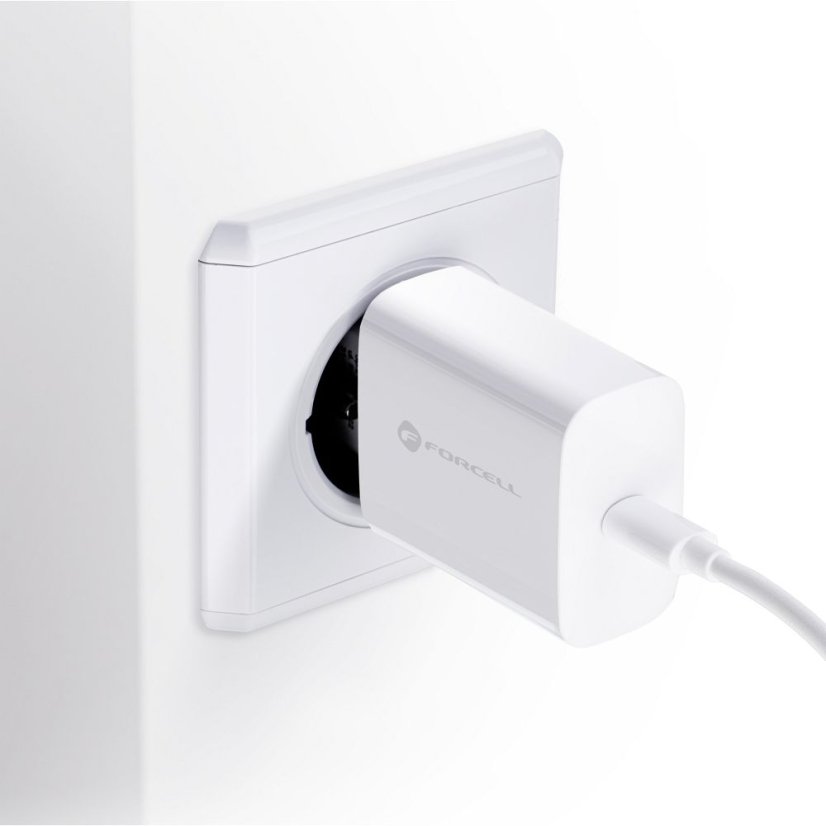 Kábel Phone Charger Forcell F-Energy USB C Qc4.0 Pd 3A 25W + Cable USB C to USB C Tfk-Tc-25Wpd White