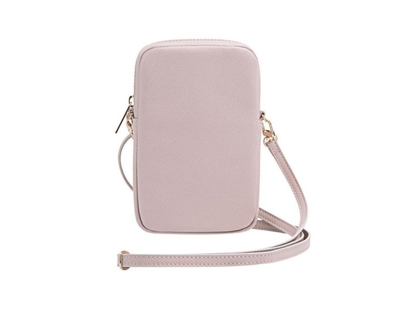 Guess PU Grained 4G Metal Logo telefon táska cipzárral Rózsaszín