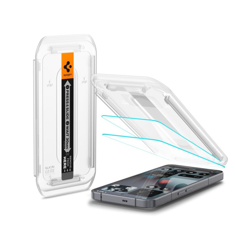 2ks v balení, set ochranných skiel Spigen Glas.Tr ”Ez Fit” 2-Pack Nothing Phone 3 Clear