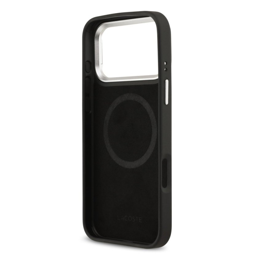 Lacoste Iconic Petit Pique kameraállvány MagSafe toki tok iPhone 17 Pro Max-hoz Black