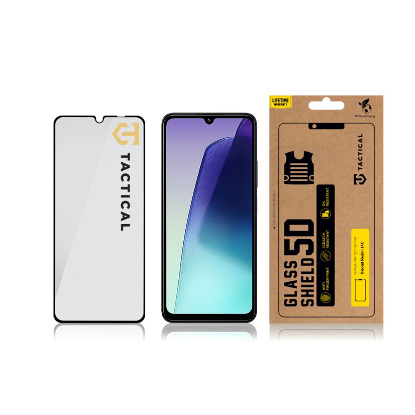 Tactical Glass Shield 5D sklo pre Xiaomi Redmi 14C 4G/A4 5G/A5 4G/Poco C75 Black