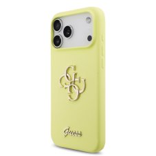 Guess Liquid Silicone 4G Metal Logo zadný kryt pre iPhone 17 Pro Max Yellow