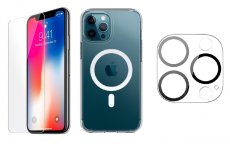 3PACK - Ochranné sklo + Crystal Air kryt s MagSafe + ochranné sklíčko kamery pre iPhone 11 Pro Max