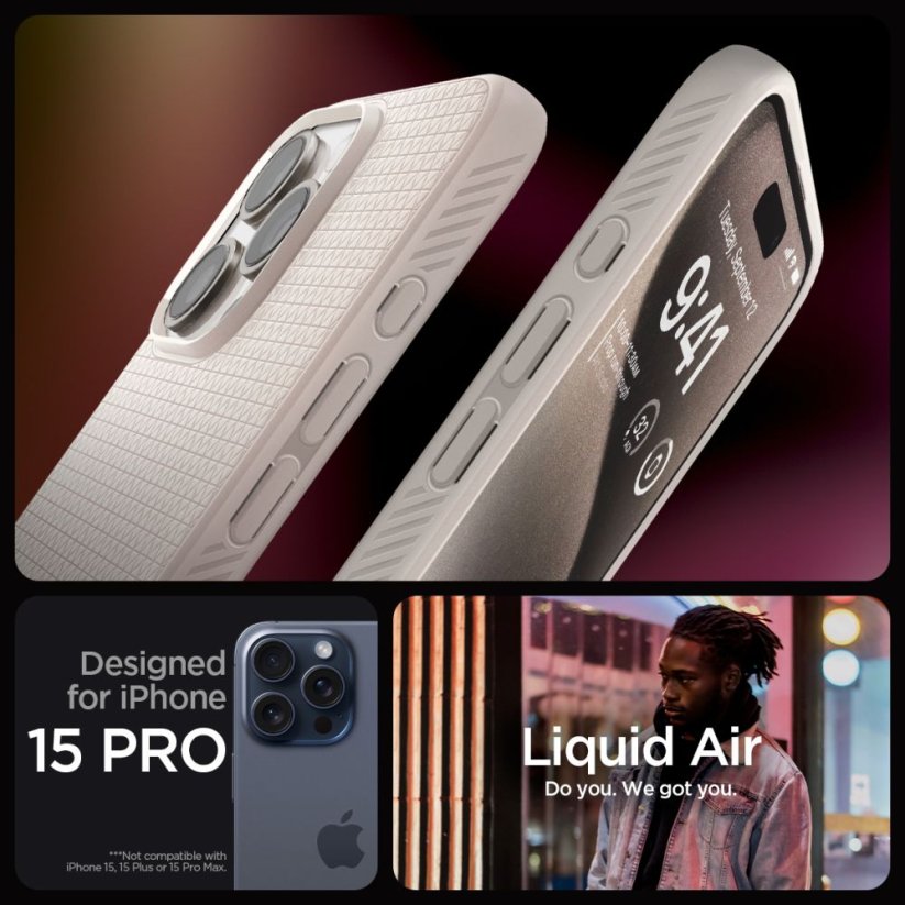 Kryt Spigen Liquid Air iPhone 15 Pro Natural Titanium