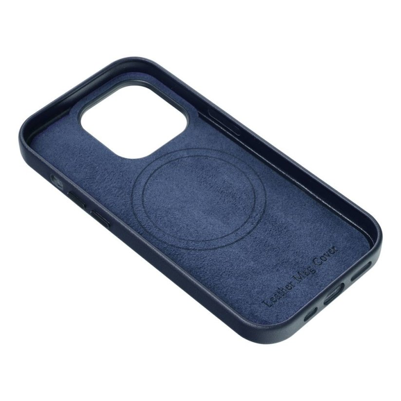 Kožený kryt - Mag Cover  iPhone 13 Pro Max modrý