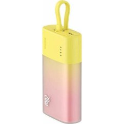 Kábel Baseus Powerbank 5200 mAh With Built-In Cable Lightning + Cable Type C to Type C Pd Qc 2,4A 20W Ppkdc05I Yellow Pink
