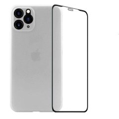 2PACK - 3D ochranné sklo + biely matný ultratenký kryt pre iPhone 11