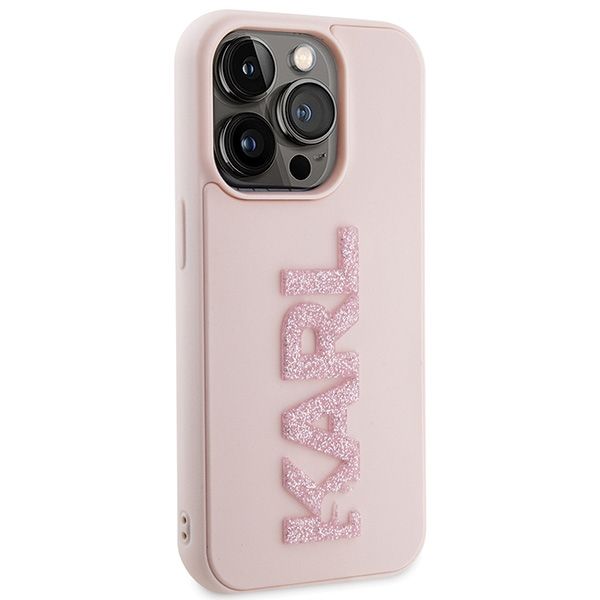 Kryt Original Faceplate Case Karl Lagerfeld Klhcp15X3Dmbkcp iPhone 15 Pro Max (3D Logo Glitter  / Pink)
