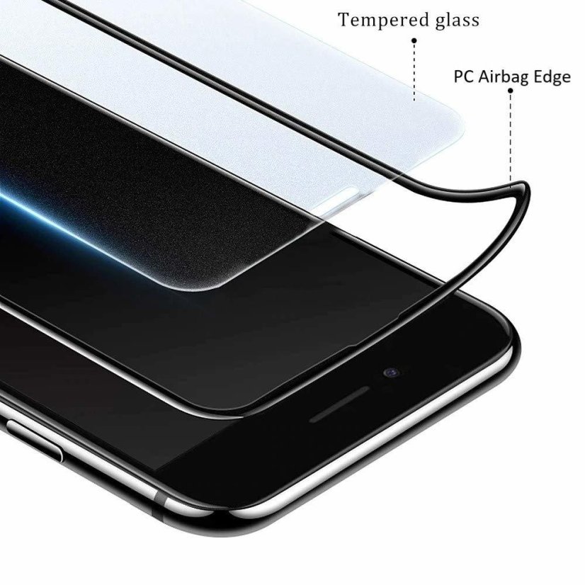 5D Hybrid ochranné sklo iPhone 7/iPhone 8/SE 2020/2022 s tvrdenými okrajmi - biele