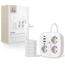 Tech-Protect Pcs3X4 Napájecí pásek 2 USB a 2 Type-C a 3 zásuvky 200 cm bílý