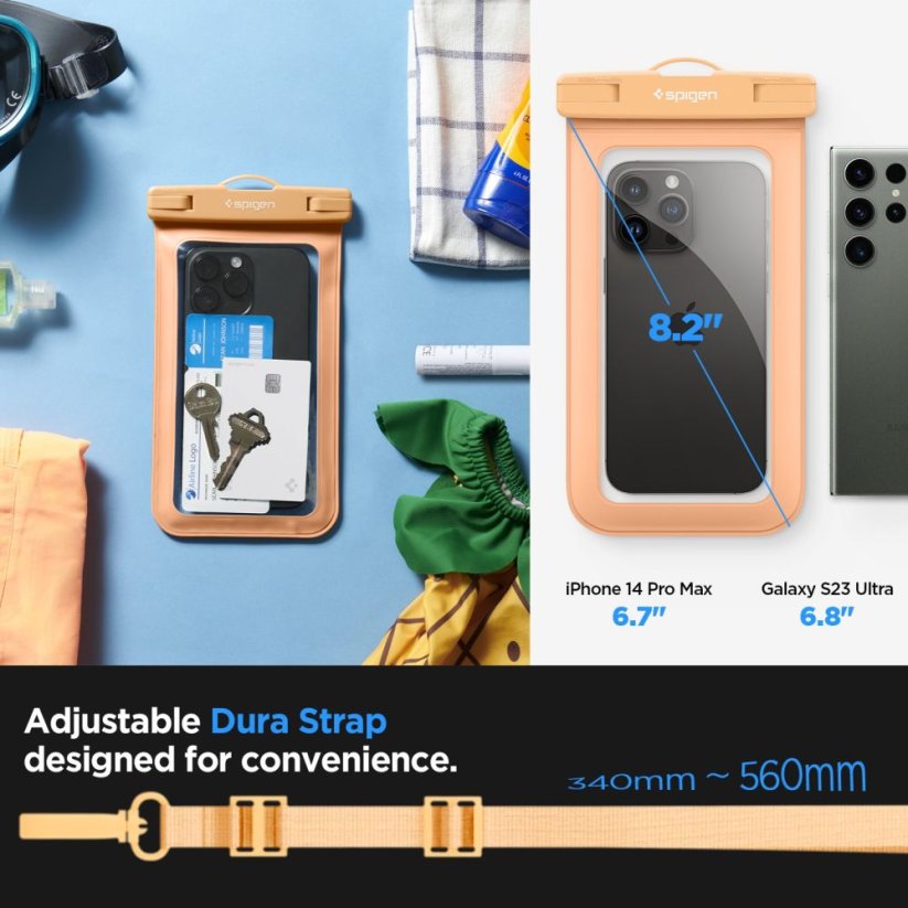 Vodeodolné púzdro Spigen A601 Universal Waterproof Case Apricot