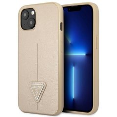 Kryt Guess Case iPhone 13 / 14 / 15 Guhcp14Spsatle (Saffianotriangle Logo) Beige