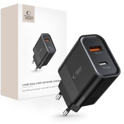 Nabíjačka do siete Tech-Protect C30W 2-Port Network Charger PD30W/QC3.0 Black