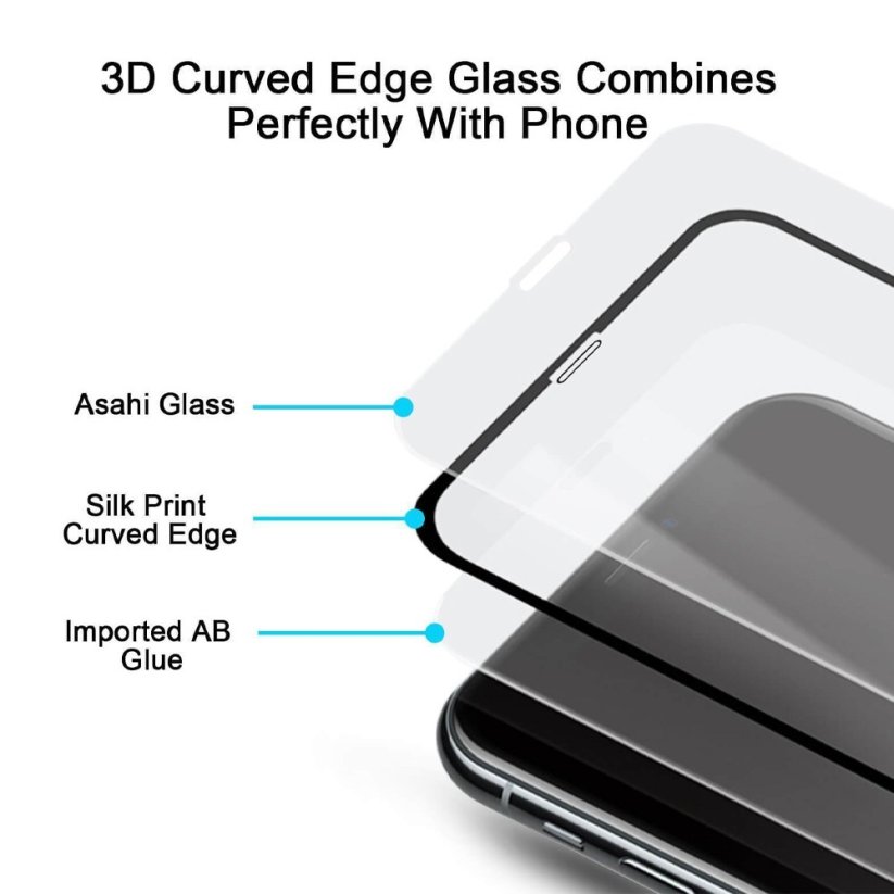5D Hybrid ochranné sklo iPhone X/XS s vystúpenými okrajmi - čierne