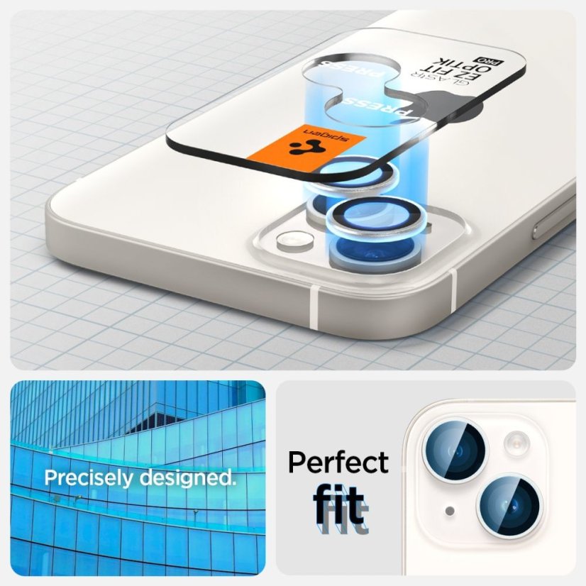 Ochranné sklo zadnej kamery Spigen Optik.Tr ”Ez Fit” Camera Protector 2-Pack iPhone 14 / 14 Plus / 15 / 15 Plus Starlight