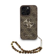 Guess PU 4G Metal Logo Strap zadný kryt pre iPhone 16 Pro Max Brown