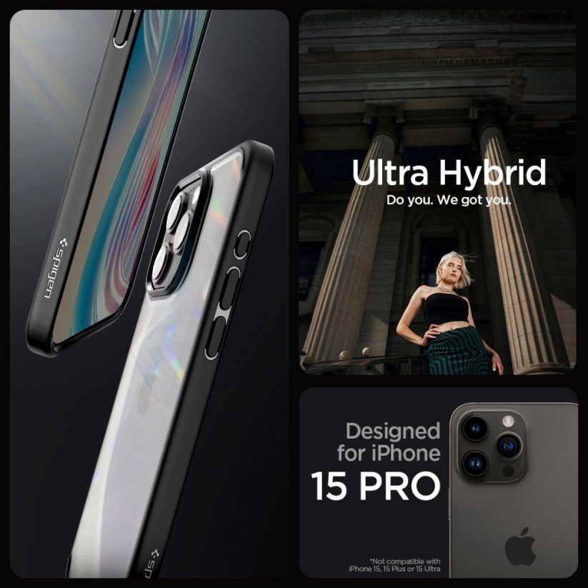 Kryt Spigen Ultra Hybrid iPhone 15 Pro Matte Black