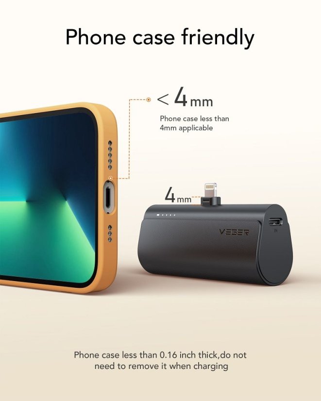 Powerbanka Powerbank Veger Plugon (W0556P) Pd Qc3.0 3A 20W 5000 mAh With A Built-In Connector Lightning Black