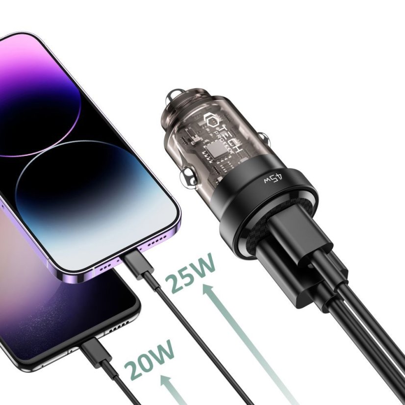 Nabíjačka do auta Tech-Protect Cc45W 2-Port Car Charger PD 45W / QC3.0 Black