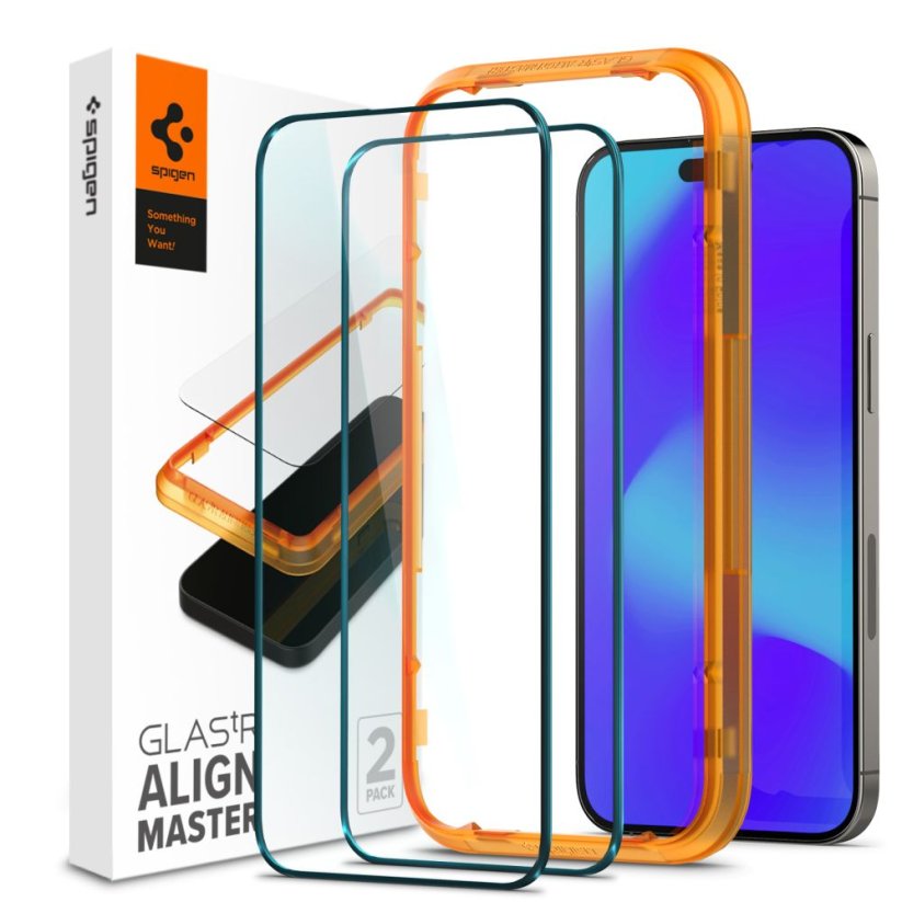 Ochranné tvrdené sklo Spigen Alm Glass Fc 2-Pack iPhone 14 Pro Black