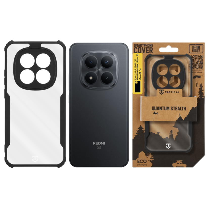 Tactical Quantum Stealth kryt pre Xiaomi Redmi Note 15 Pro+ 5G/Poco M8 Pro Clear/Black
