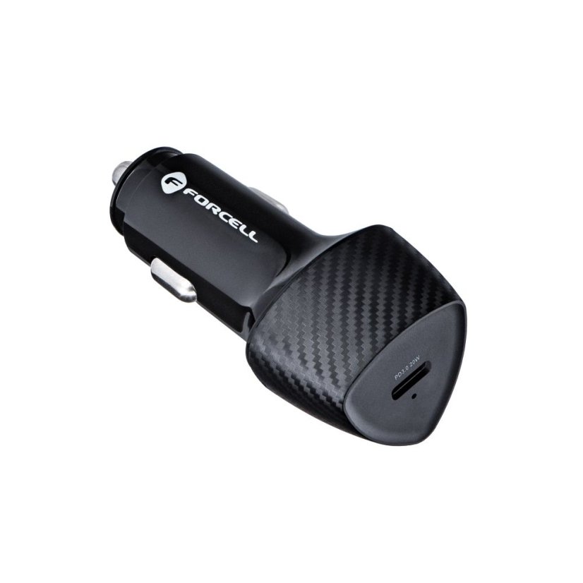 Kryt Nabíjačka auta Car Charger Forcell F-Energy Carbon USB C Qc3.0 Pd 3A 20W Cc50-1C Black