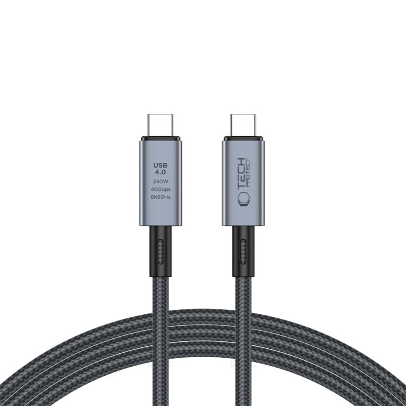Kábel Tech-Protect Ultraboost Max Usb 4.0 8K 40Gbps Type-C Cable PD240W 200cm Grey