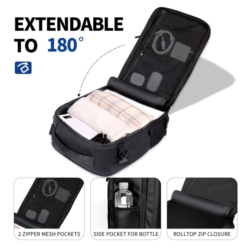 Remienok Tech-Protect Defender S50 Ryanair & Wizzair Travel Laptop Cabin Backpack 20L 40X20X25 Black