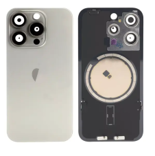 Apple iPhone 15 Pro - Náhradné zadné sklo housingu so sklíčkom kamery a MagSafe (Natural Titanium)