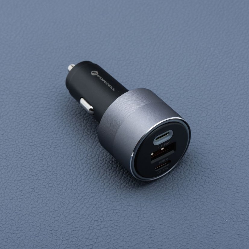 Nabíjačka auta Car Charger Forcell F-Energy Alu 2 X USB C + USB A Qc4.0 Pd Sfc2.0 4,5A 65W Gray