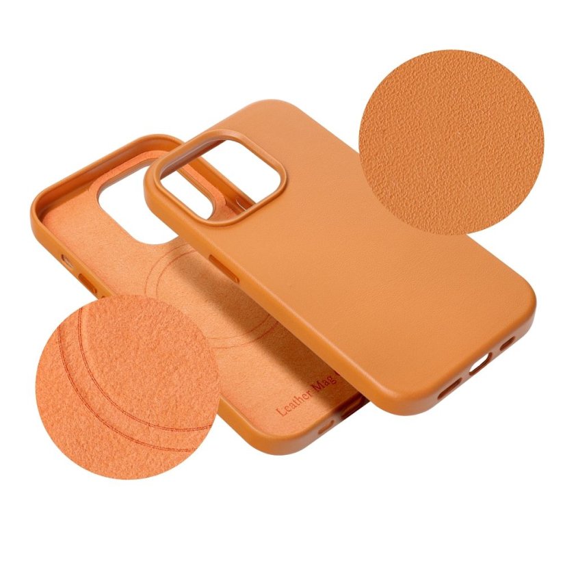 Kryt Leather Mag Cover Case iPhone 15 Pro Orange