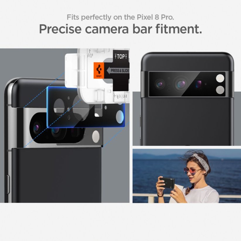 Ochranné sklo zadnej kamery Spigen Optik.Tr ”Ez Fit” Camera Protector 2-Pack Google Pixel 8 Black