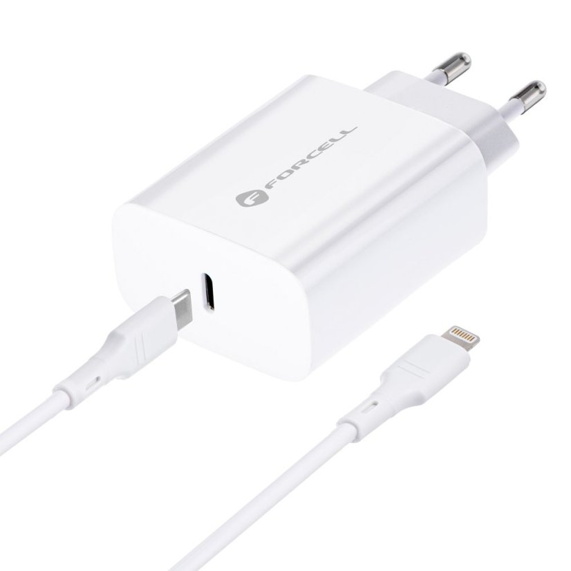 Kábel Phone Charger Forcell F-Energy USB C Qc4.0 Pd 3A 20W + Cable USB C to Lightning Tfk-Tc-20Wpd White