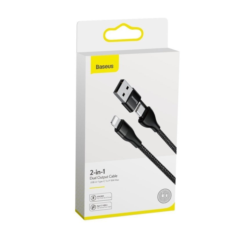 Baseus nylon kábel USB/USB Typ-C/Lightning 2A 1metrový pre rýchlonabíjanie 18W