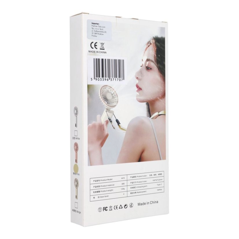 Mini USB ventilátor Portable Fan W10 Pink