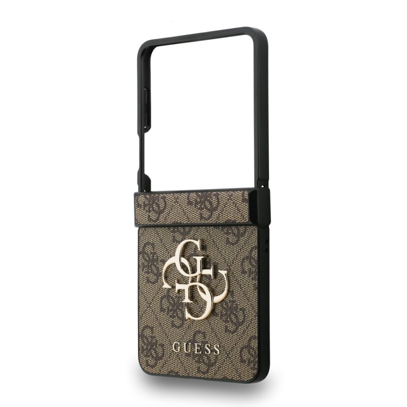 Guess PU 4G Metal Logo zadný kryt pre Samsung Galaxy Z Flip 7 Brown