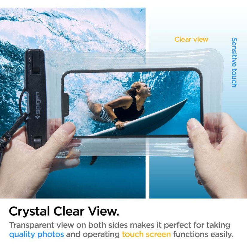 Vodeodolné púzdro Spigen A610 Universal Waterproof Floating Case Crystal Clear