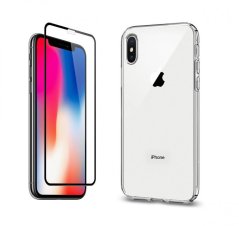 2PACK - 3D ochranné sklo + transparentný kryt pre iPhone X/XS