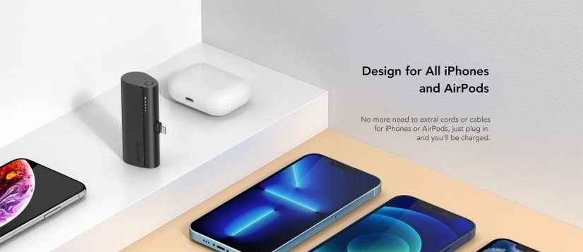Powerbanka Powerbank Veger Plugon (W0556P) Pd Qc3.0 3A 20W 5000 mAh With A Built-In Connector Lightning Black