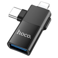 Adapter Otg 2v1 USB C / Lightning to USB A Hoco Ua17 Black
