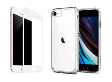 2PACK - 3D biele ochranné sklo + transparentný kryt pre iPhone 7/8/SE 2020 /2022