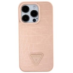 Kryt Guess Case iPhone 13 / 14 / 15 Guhcp15Spcrthcp (Croco Triangle Metal Logo) Pink