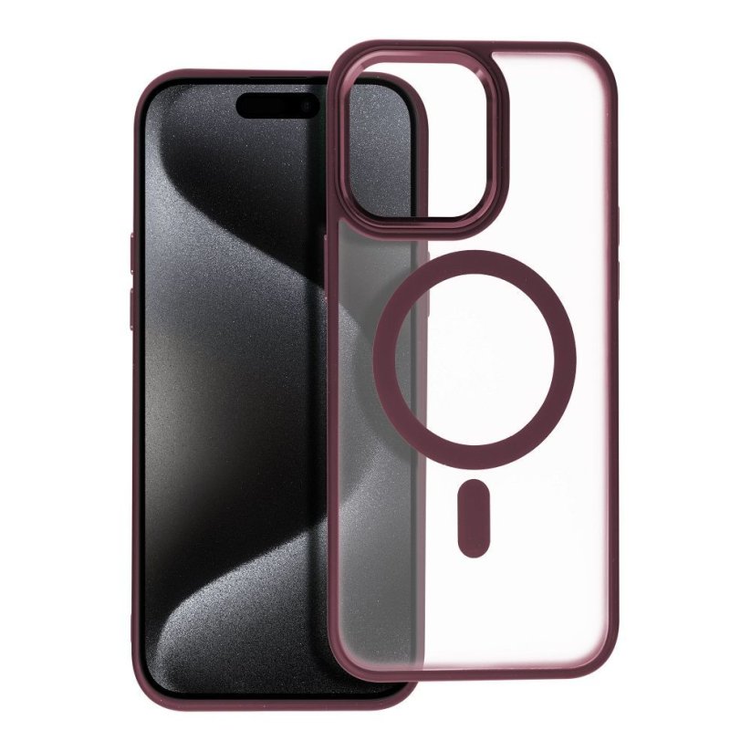 Kryt Matte Mag Cover Case s MagSafe iPhone 15 Pro Max Plum Red