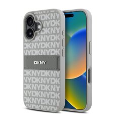 DKNY PU Leather Repeat Pattern Tonal Stripe zadní kryt pro iPhone 16 Beige