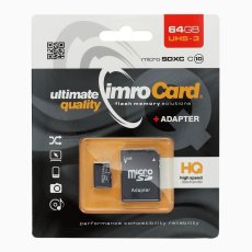 Pamäťová karta Imro Memory Card Microsd 64Gb 100Mb/S Class 10 Uhs 3 With Adapter Sd