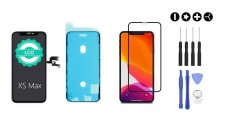 MULTIPACK - Čierny LCD displej iPhone XS Max + lepka pod displej + 3D ochranné sklo + sada náradia