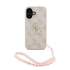 Guess PU 4G Metal Logo Strap zadný kryt pre iPhone 16 Pink